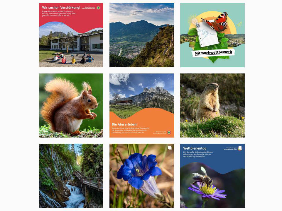 Beispielbilder aus dem Instagram Kanal der Biosphärenregion