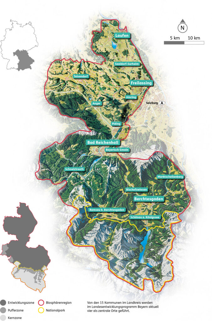 Karte mit Zonierung der Biosphärenregion