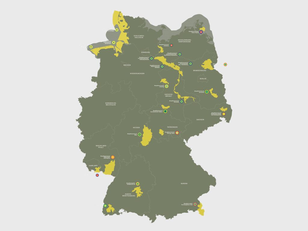 Deutschlandkarte mit allen Biosphärenreservaten