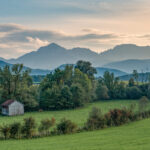 Weide mit Kühen vor der Bergkulisse des Hochstaufen