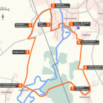 Karte mit Routenverlauf des Schatzbewahrer-Rundwegs und neun eingezeichneten Info-Stationen